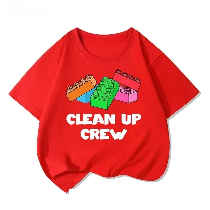 Lego educational cartoon print summer boys and girls 100% cotton short sleeved T-shirt