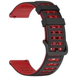 Silicone Sport Watch Band - 22mm Replacement Strap - 22mm Universal (Black Red)