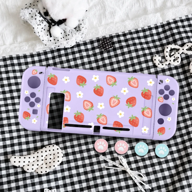Enhanced Protective TPU Soft Shell for Switch OLED - Full Coverage with Anti-Slip Shockproof Design and Bonus Thumb Grips