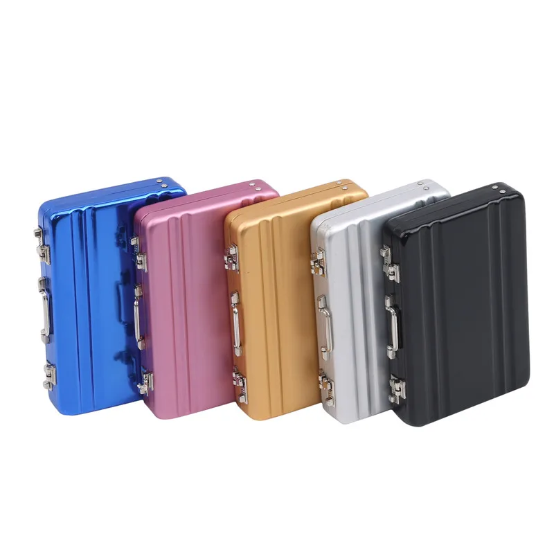 

Creative Business ID Credit Card Holder Travel Suitcase Organizer Wallet Pocket Case Aluminum Metal Box