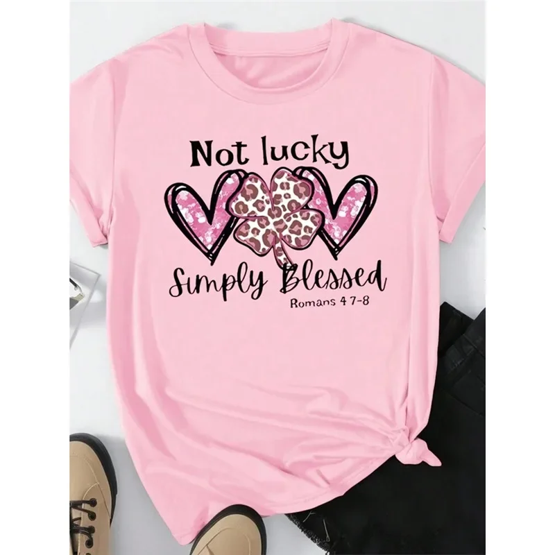 بالإضافة إلى حجم جولة الرقبة قصيرة الأكمام تي شيرت الحب طباعة الاسترخاء مريحة القطن طاقم الرقبة قصيرة الزخرفية الإناث أعلى