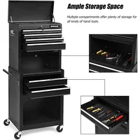 Large-scale Rolling Tool Chest - Removable Top Box Large Bottom Cabinet with Casters and Lock System Tool-Box Heighten 6-Drawer 2