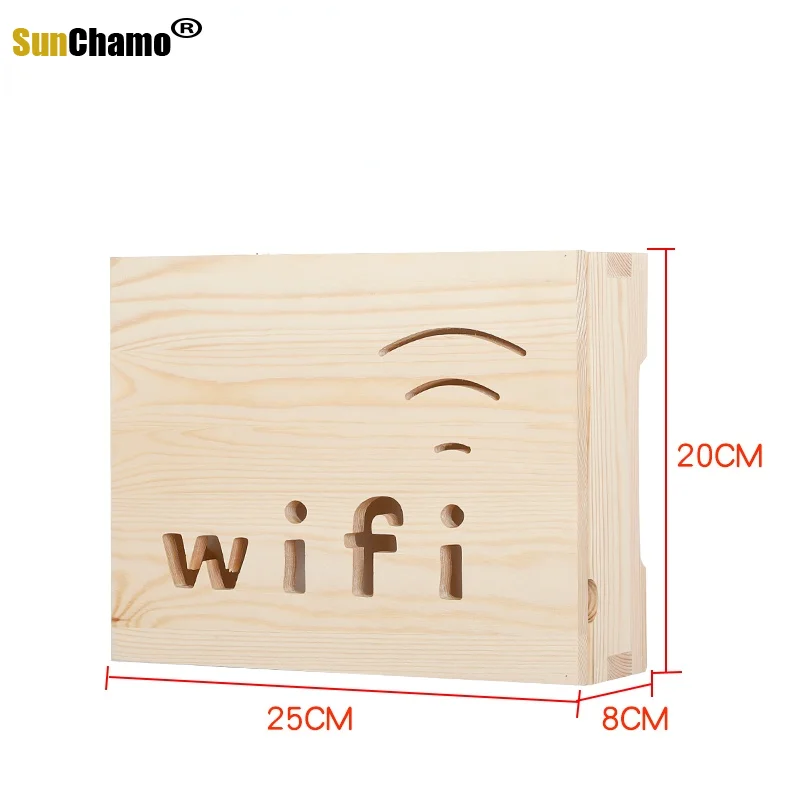 Solid Wood WiFi Router Storage Box - Wall-Mounted Organizer With Heat Vents, No Drilling Needed