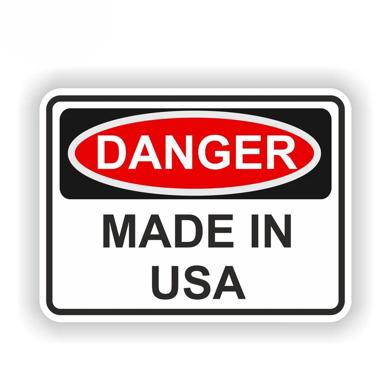 

13.2*9.6CM Warning MADE IN USA DANGER Car Sticker Car Styling Decorative Vinyl Waterproof Decal