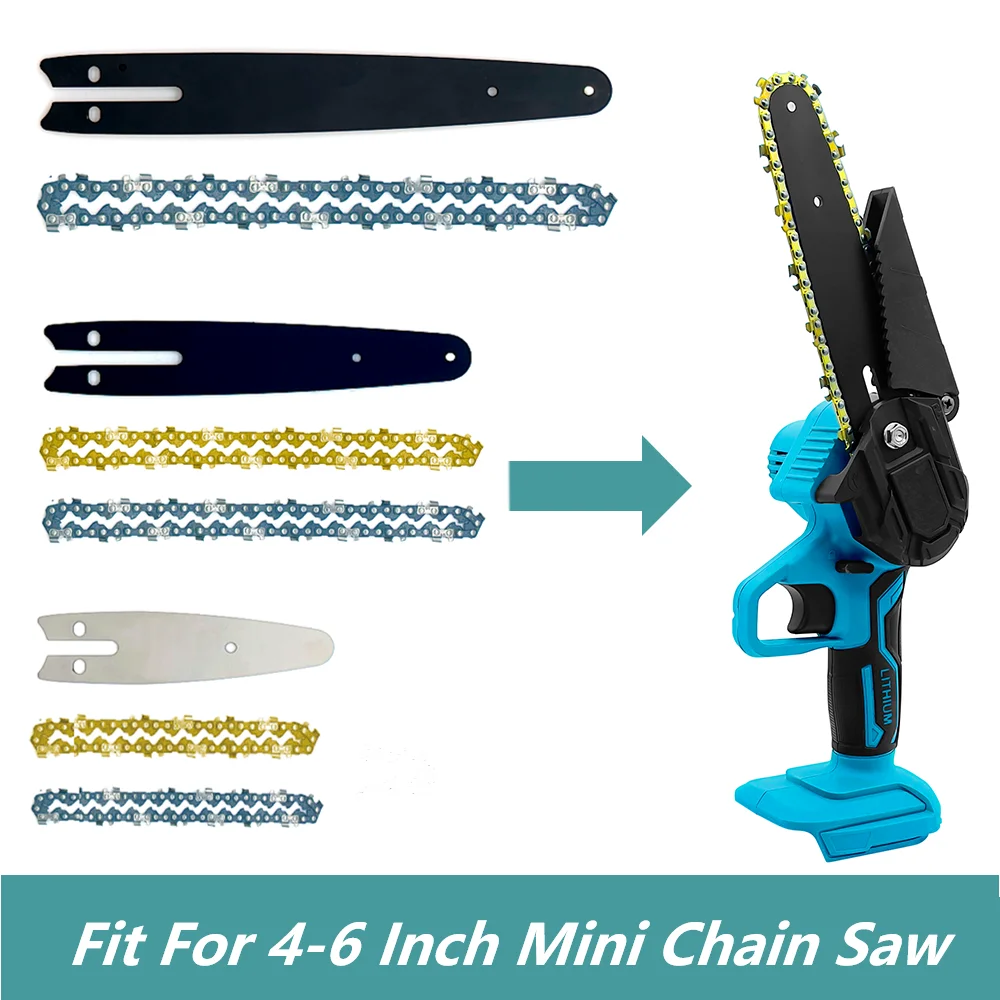 4 6 8 Inch Chain and Guide for Electric Mini Chainsaw Replacement Pruning Saw Electric Saw Parts Garden Tool Accessories,mini chainsaw,electric chainsaw,chainsaw chains,electric saw