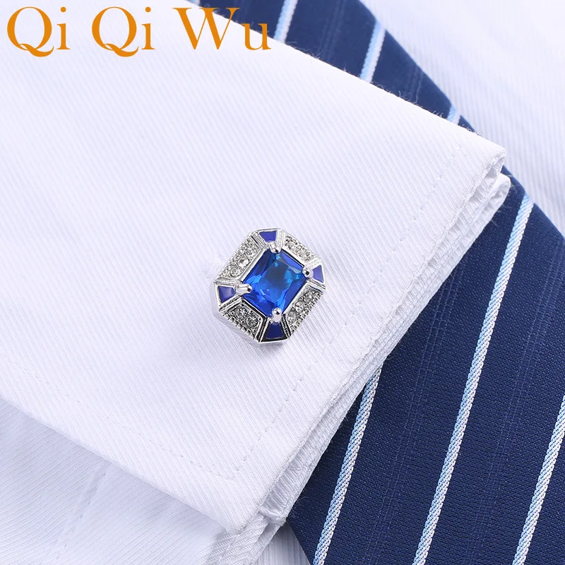 Blue Crystal Cufflinks For Mens Fashion Brand Cufflink High Quality