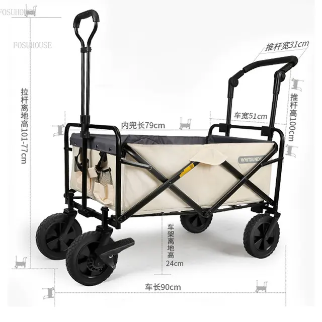 Kültéri Kerti Kocsik Hordozható Kézi Húzás Kemping Kocsi Összecsukható Kerekekkel Horgász Bevásárló - Image 5