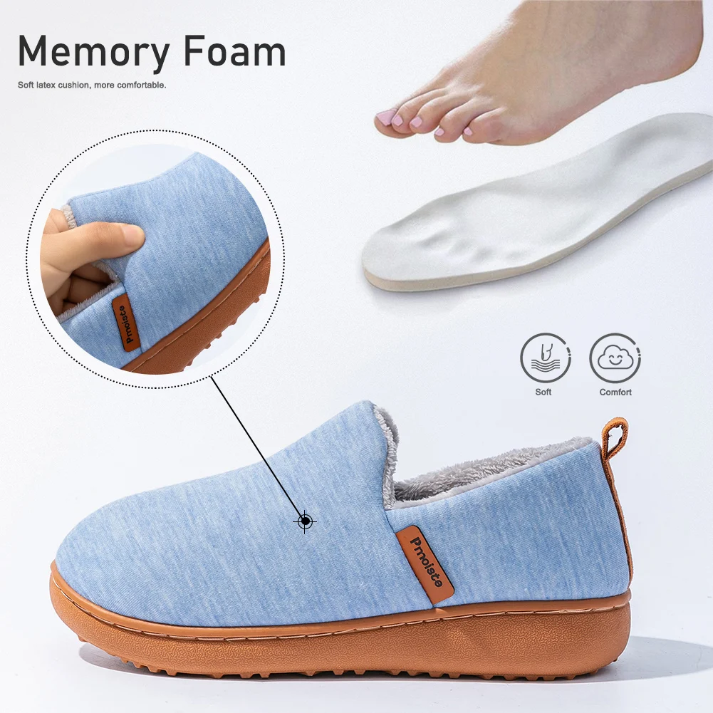 Women's Platform Slippers with TPR Sole Warm Memory Foam Wedge Cushion Non Slip House Shoes for Indoor Comfort - 4