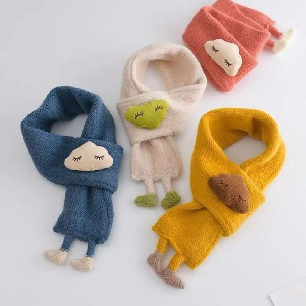 Winter Baby Neck Guards Scarves Cartoon Clouds Children's Scarf Boys Girls Knit Wool Thick Warm Collar Shawl