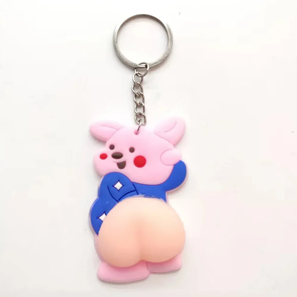 Pop Squeeze Butt Keychains Cartoon Decompression Fidget Toy Corgi Dogs Soft Butts Silicone Vent Toys Adults Stress Relief plush keychain key chain bunny keychain balloon dog keychain