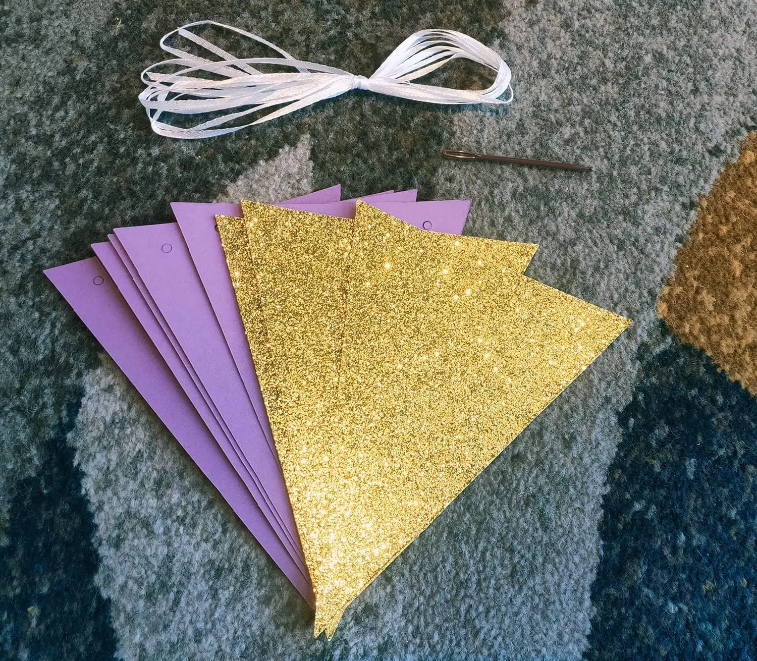 Purple Gold Triangle Banners for Graduation Party Decor/Purple Birthday Party Decor/Triangle Bunting Banners for Purple Wedding party decorations birthday banner wedding decor supplies