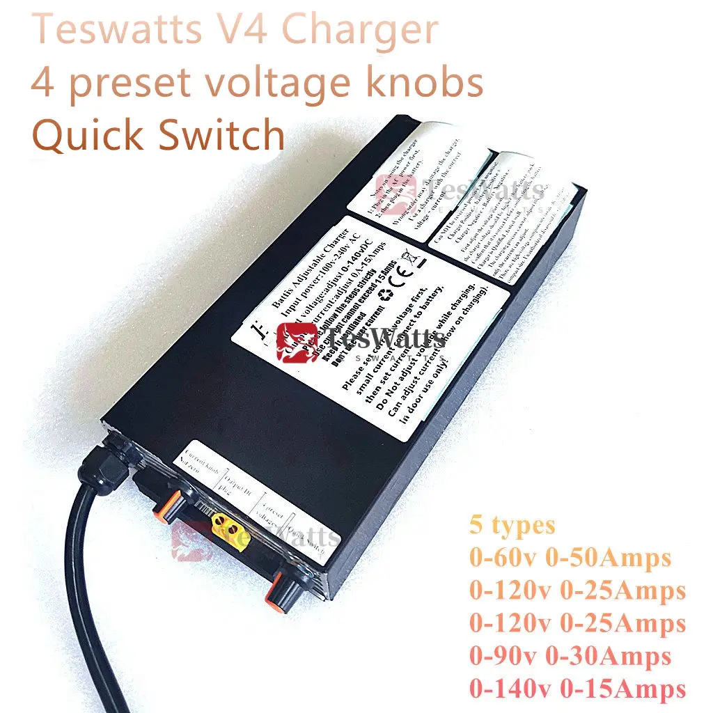 

Teswatts V4 Charger 4 Preset Voltage 90v 120v 0- 20A 15A 140v 126v 134v Quick Switch Adjust Power Supply XT60 GX16 V3 roger