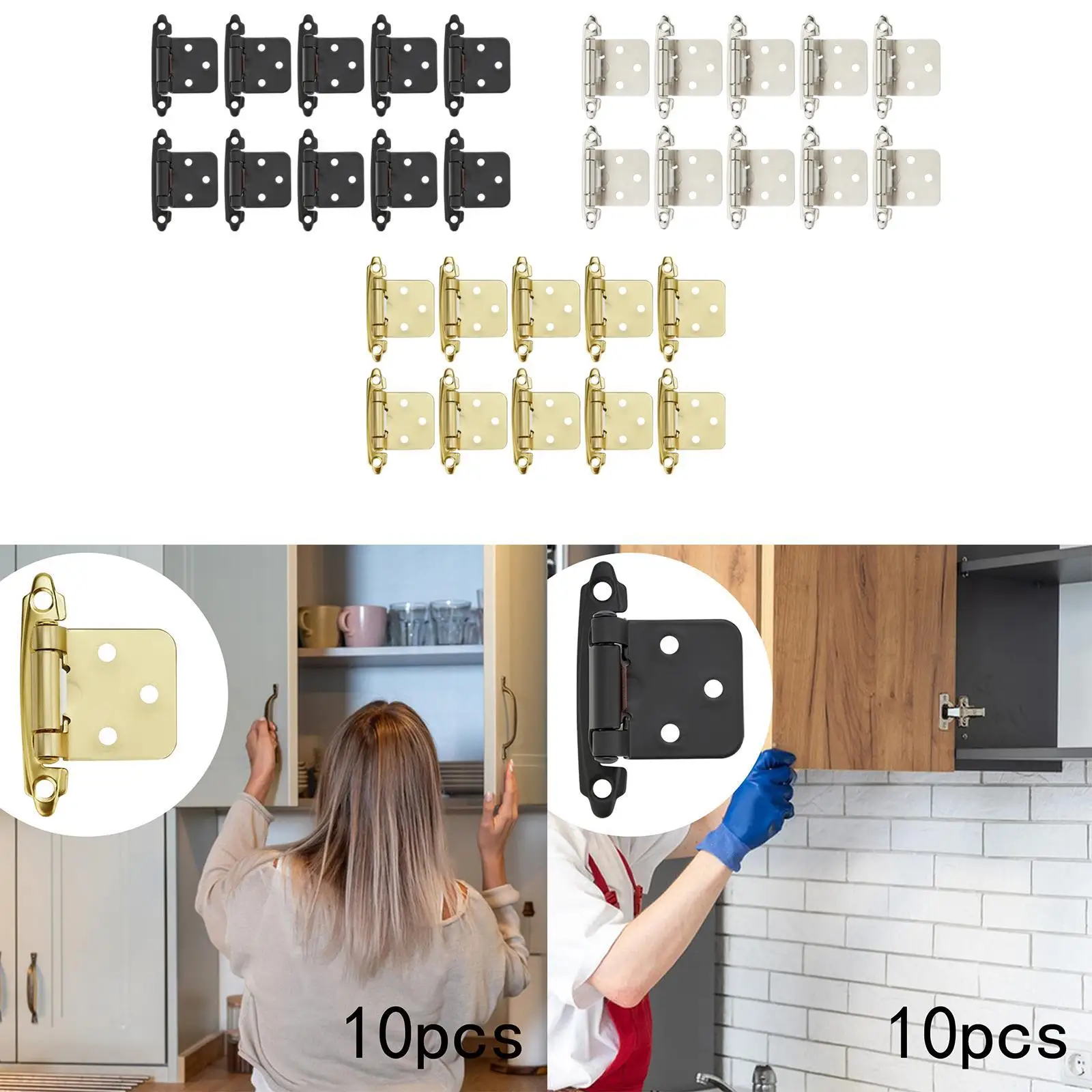 10Pcs Cabinet Door Hinges Self Closing Hinge Easy to Install Quiet Smooth Close Heavy Duty Semi Concealed Versatile Accessory 10Pcs Cabinet Door Hinges Self Closing Hinge Easy to Install Quiet Smooth Close Heavy Duty Semi Concealed Versatile Accessory