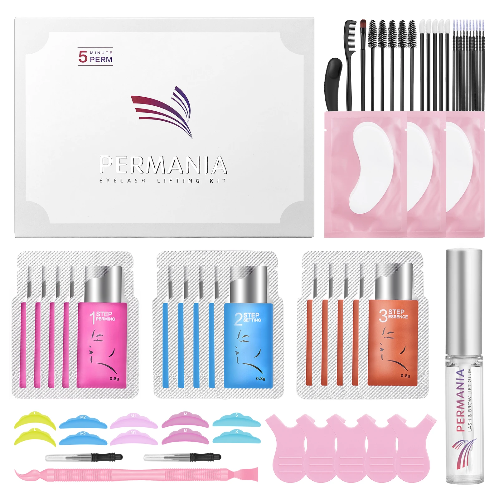 PERMANIA Long Lasting 5-8 Minutes Quick Lash Lifting Eyelash Perm Lash Lift Kit Curling Lashes Eyelash Enhancer Eye Makeup Tool