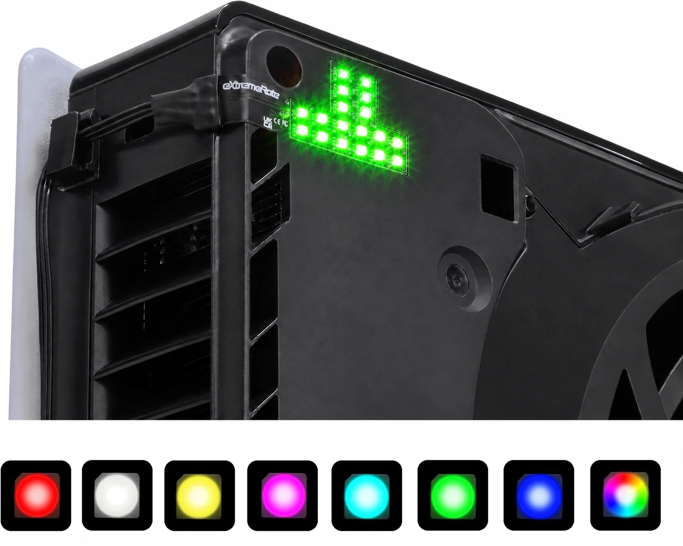 eXtremeRate for PS5 Slim/Pro Console RGB RAINBOW Logo LED Kit 7 Colors 40 Effects, Illuminated Decoration Logo LED