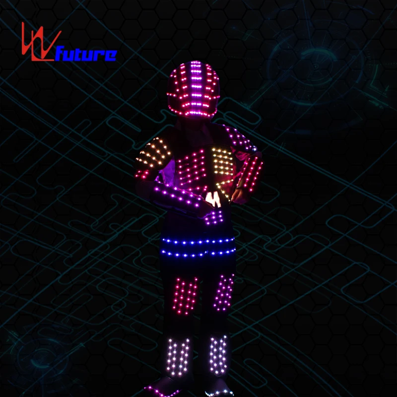 

wireless control LED Robot Costume LED Tron Dance Costume men outfit dancewear glow in the dark dresses programmable