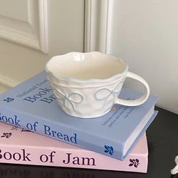 Elegant Bowknot Ceramic Mug - Stylish Home Décor and Perfect Gift - 301 - 400ml (Blue)