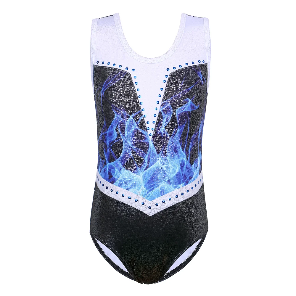 

Купальник для девочек BAOHULU, без рукавов, с блестками, черно-белого цвета, для гимнастики, наряд для практик