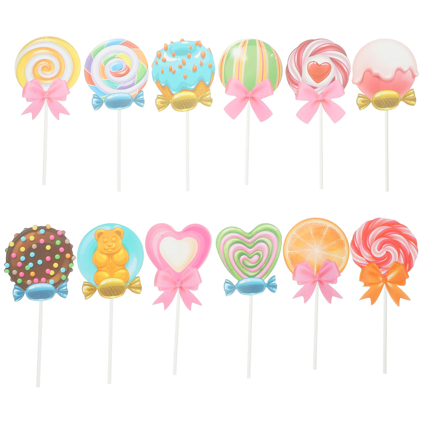 

Bakery Pick Colorful Lollipop Card Baking Cake Decoration 12-color Children's Birthday Paper Dessert Table Layout Plug-in Flag