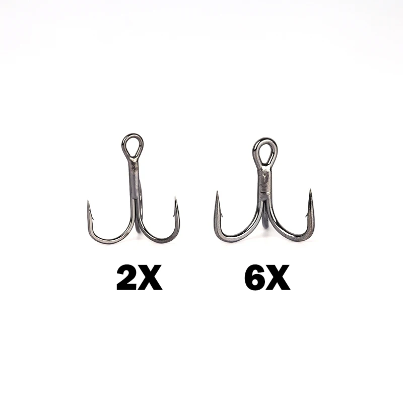 OUTKIT 10pcs 6x Strong Super Sharp Round Treble Hook Antirust High Carbon Steel 2 4 6 8# Sea Treble Hooks Fishing Tackle