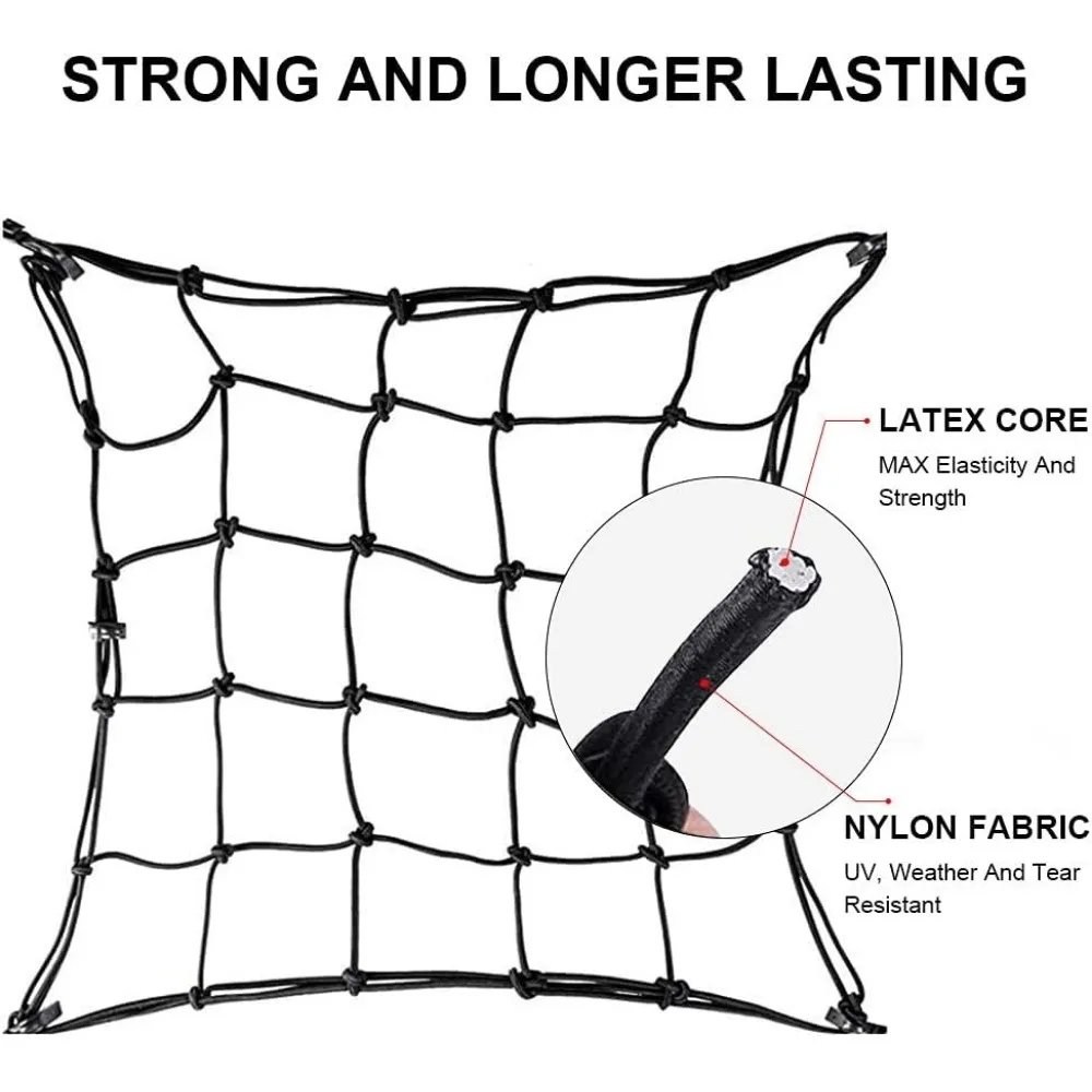 1PC 15.7 inches Motorcycle Cargo Net Elastic Heavy Duty Luggage Net 40cm x 40cm Helmet for Moto and Bike