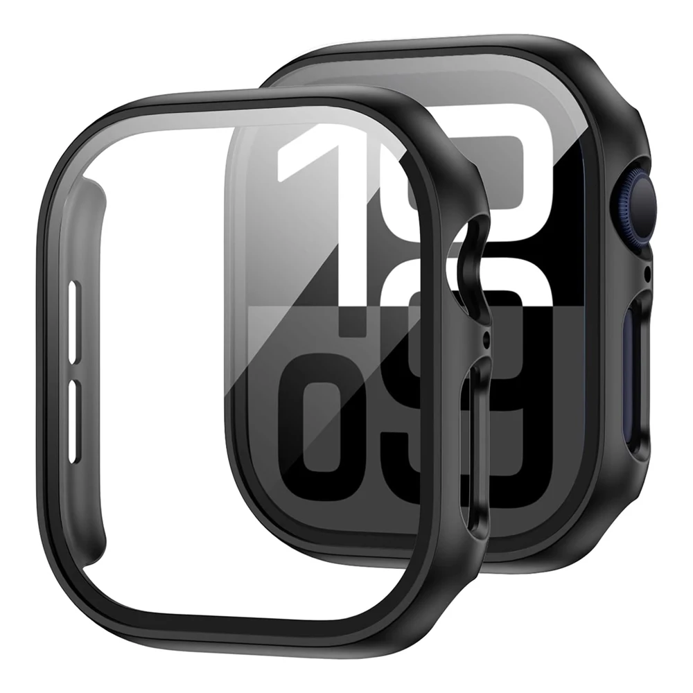 2 Pack Tempered Glass PC Bumper iWatch Screen Protector Case