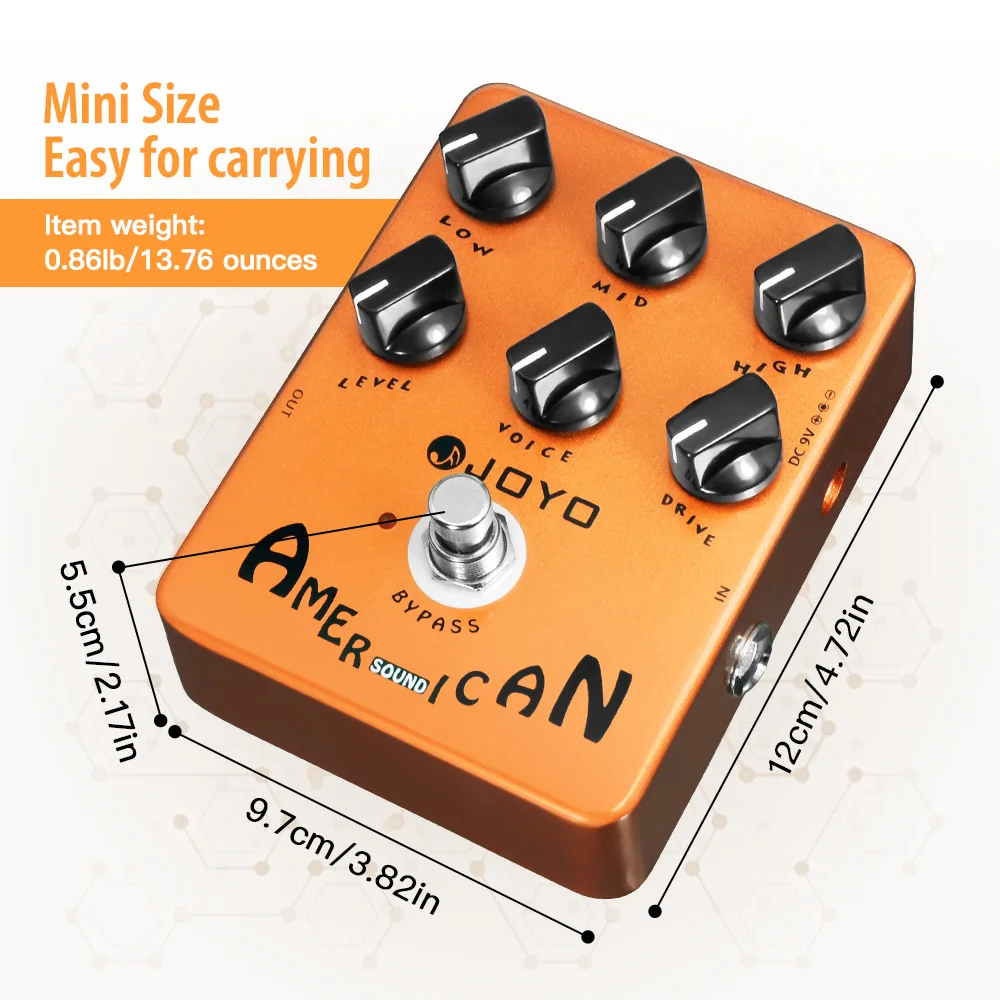 JF-14 AMERICAN SOUND Overdrive Guitar Pedal Features 3 Band EQ Simulation the Cl