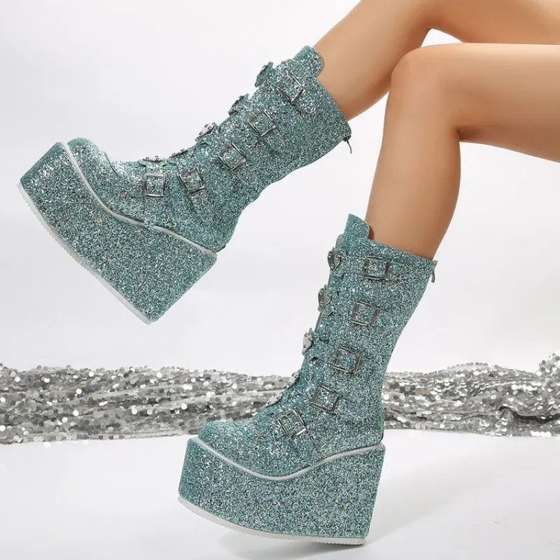 Women's Cosplay High Boots Winter Long Tube Leather Knight Boot Punk Gothic Classic Black High Heel Shoes Knee-High Plus Size 43