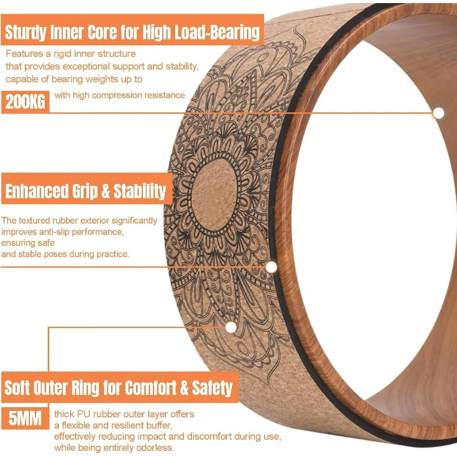 High Density PU Rubber Yoga Wheel for Stretching and Flexibility to Help Back Aches and Tension, Tear, Flexible Roller Designed,