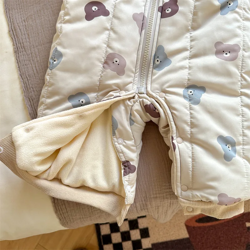 Warm Fur Lined Baby Jumpsuits for Winter