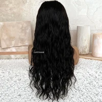 Perruques Full Lace Wig ondulées noires de jais pour femmes, cheveux naturels, transparent, #1, densité 180% 3