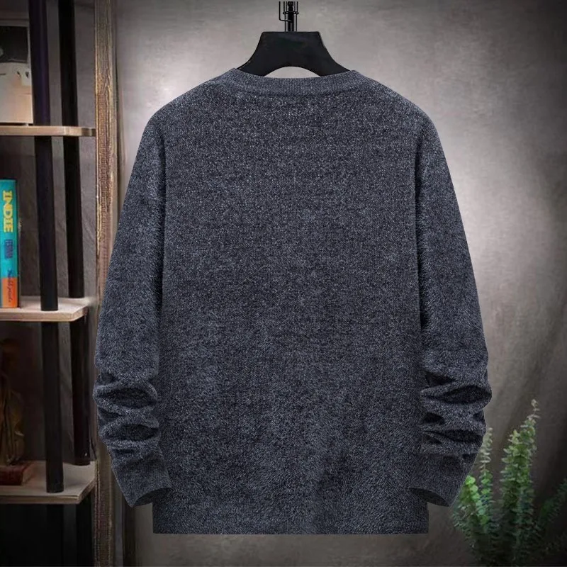 Plus Size Men's Sweater Wool Warm Pullovers O-Neck Knit Winter Fit Tops Male Thick Knitwear Mens Bottoming Shirt 8XL 7XL 6XL 5XL 5