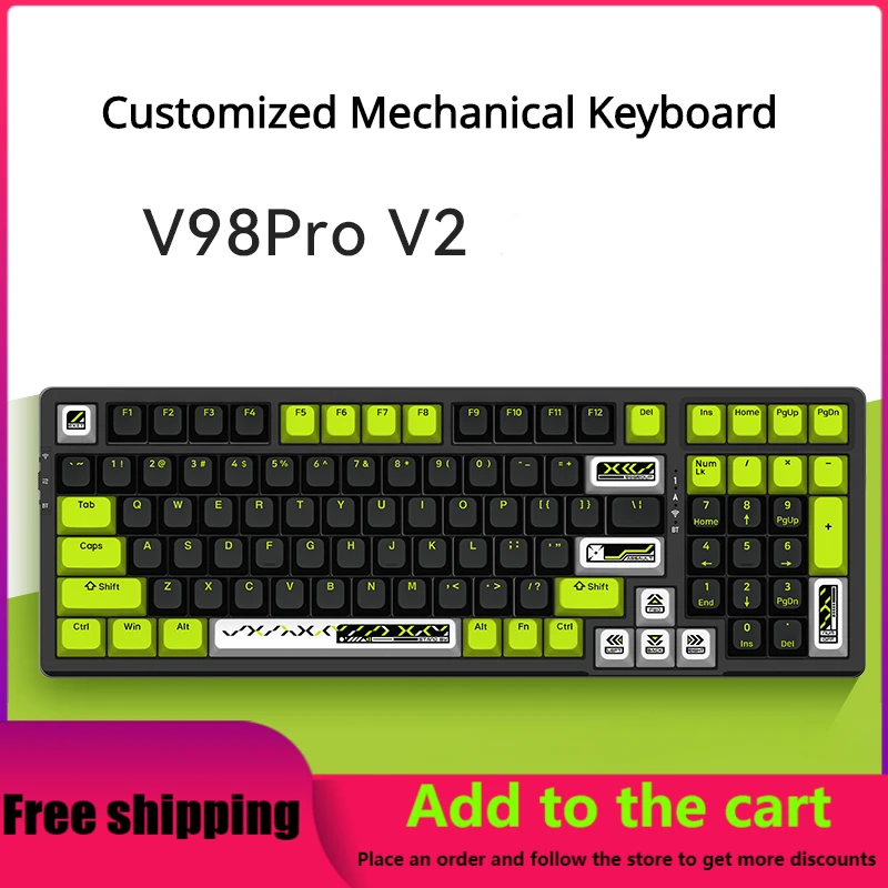 

V98pro V2 Customized Mechanical Keyboard Gasket Structure Full-key Hot-swappable Three-mode Wireless Bluetooth Gaming Keyboard