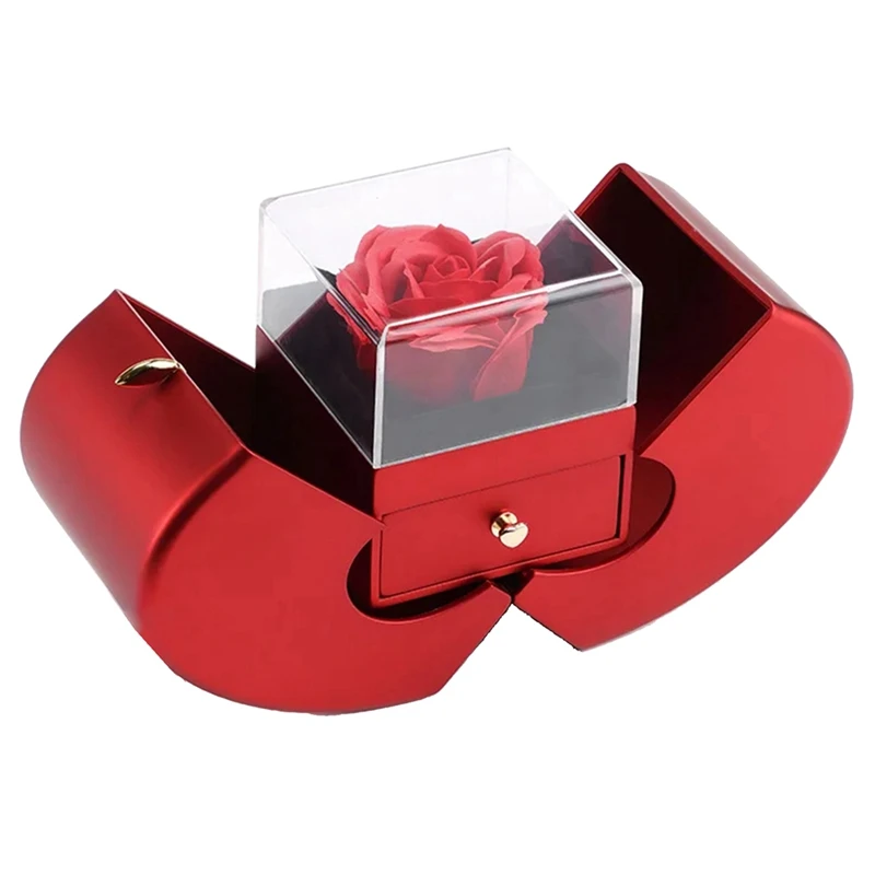

1 PCS Red Apple-Shape Drawer Proposal Ring Box For Chinese Valentine's Day, Eternal Flower Birthday Gift