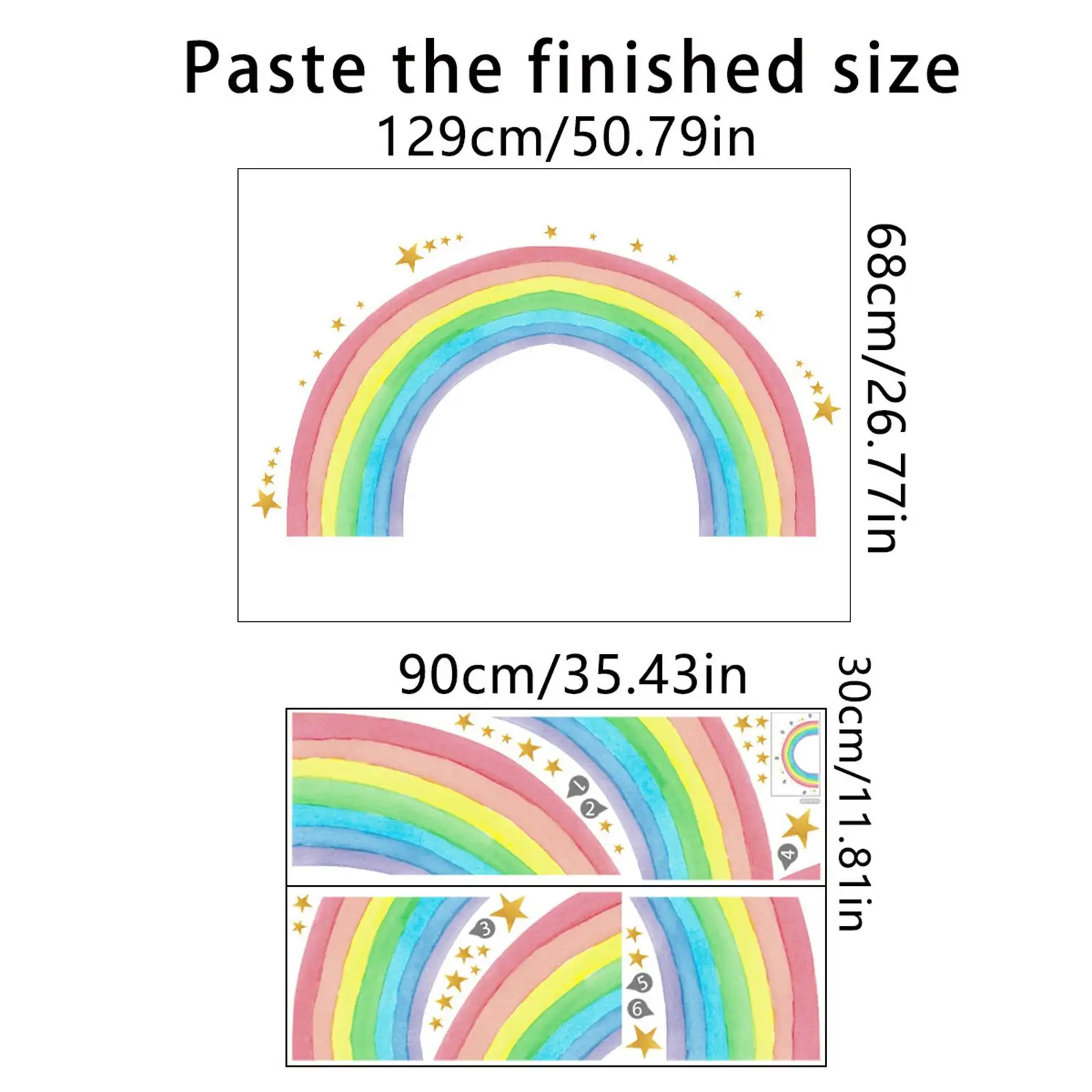 Rainbow Sztár falra matrica falra decals számára gyerekeknek Faiskola Eleven szoba Osztályterem