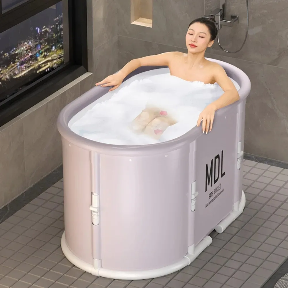 Folding Bathing Bucket Space Saving Stable Thickened Bracket Bath Tub Portable Shower Container Without Cover Bathroom Accessory