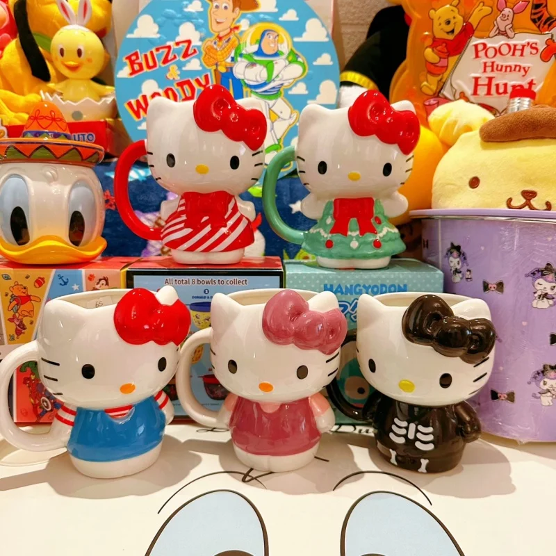 

Чашка для воды Hello Kitty Sanrio, милые Мультяшные куклы, керамическая кружка-бабочка, аниме игрушка для девочек, детские игрушки, подарок на день рождения