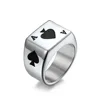 316L Stainless Steel Poker ARed Black Heart Ring for Men and Boys Punk Spades Signet Ring 1
