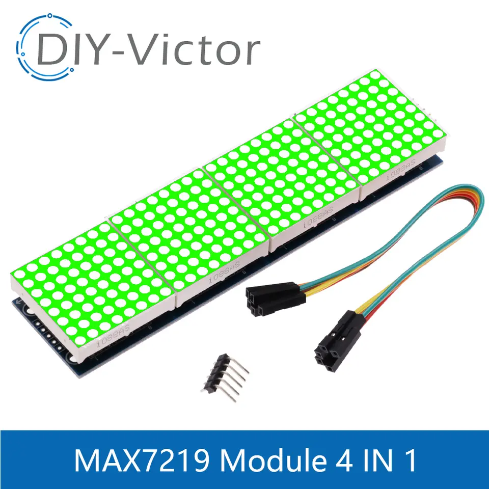 MAX7219 LED Microcontroller 4 In one Display with 5P Line Module 5V Operating Voltage for Arduino DIY 8x8 Dot Matrix Common image 7