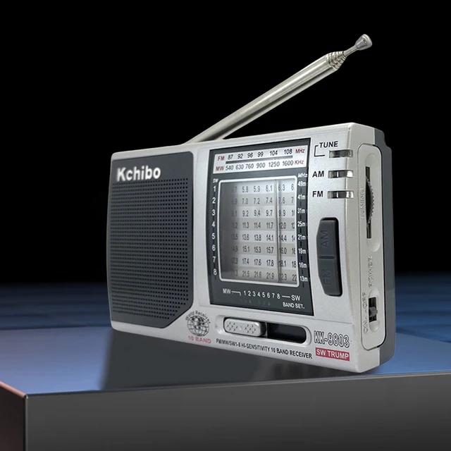 KK-9803 AM FM Radio with Folding Kickstand FM/MW/SW1-8 Full 10 Band Radio 3.5MM Jack Built-In Speaker Battery Operated for Elder