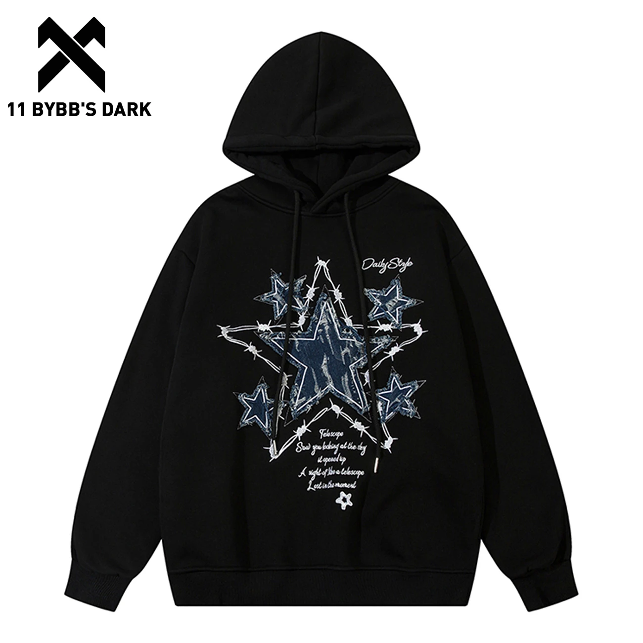 

11 BYBB'S DARK Applique Embroidery Star Hoodies Coat 2024 Hot Selling Hoodie Spring Autumn Casual Sweatshirt Men Women Hoodies