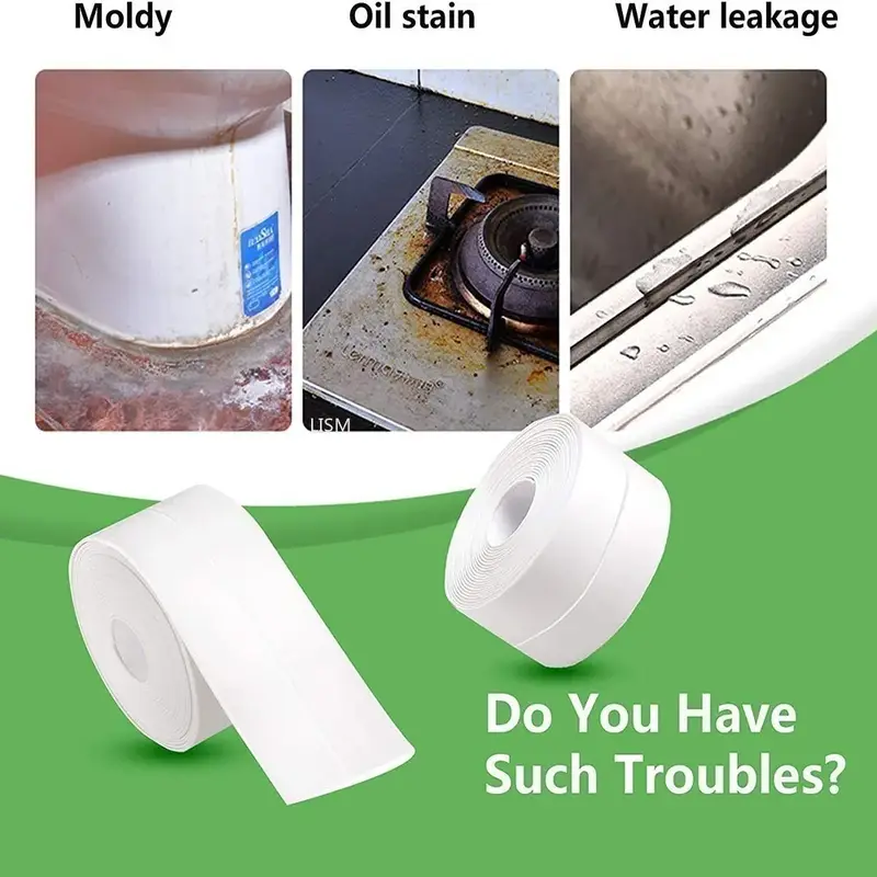 PVC Waterproof Sealing Tape Bathroom Toilet Caulk Tapes Kitchen Sink Countertop Mildew Fouling Proof Sealer Self Adhesive Strip - Image 4