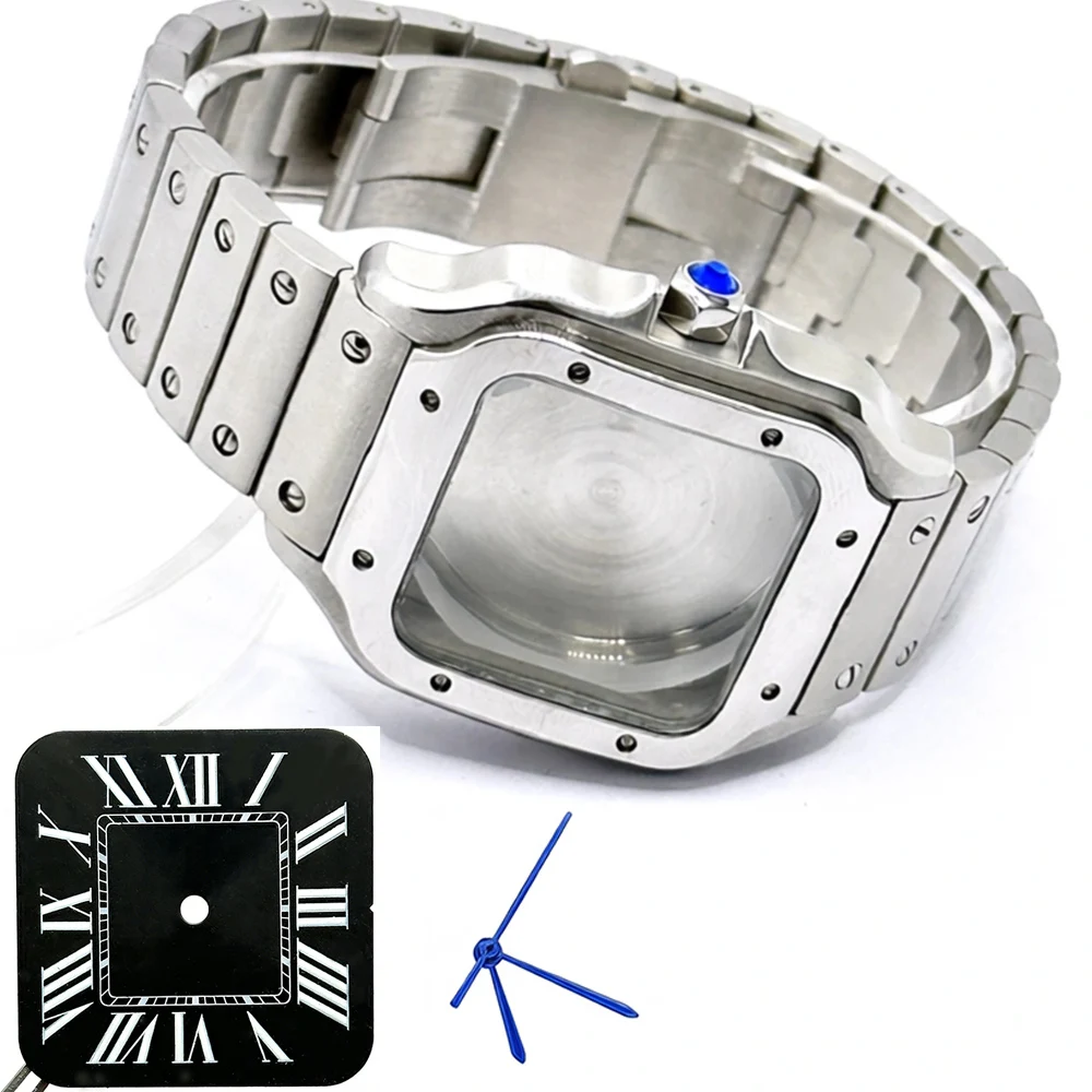 Golden Stainless Steel Waterproof Watch Case and Strap for 38MM Square Men's Watch