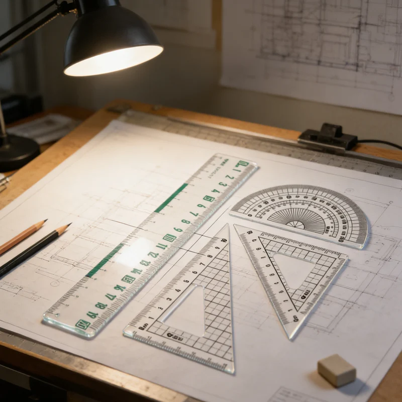 4종 자 세트 학생용 문구 자, 각도기, 삼각자, 측정 도구, 그림 그리기, 수학, 기하학 도구