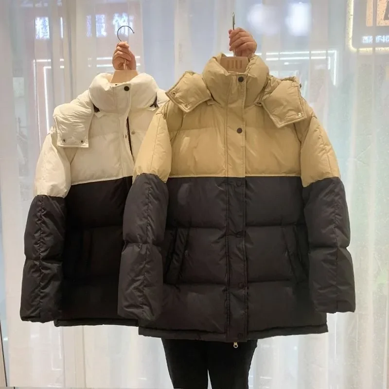 

Down Jacket for Women, Cotton Padded Coat, Loose Casual Overcoat, Hooded Short Parkas, Female Fashion, Winter