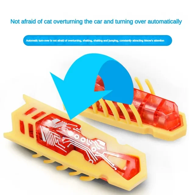 Pet Interactive Mini Electric Bug Cat Toy Kitten Escape Obstacle Automatic Flip Toy Battery Operated Vibration Beetle Supplies 5