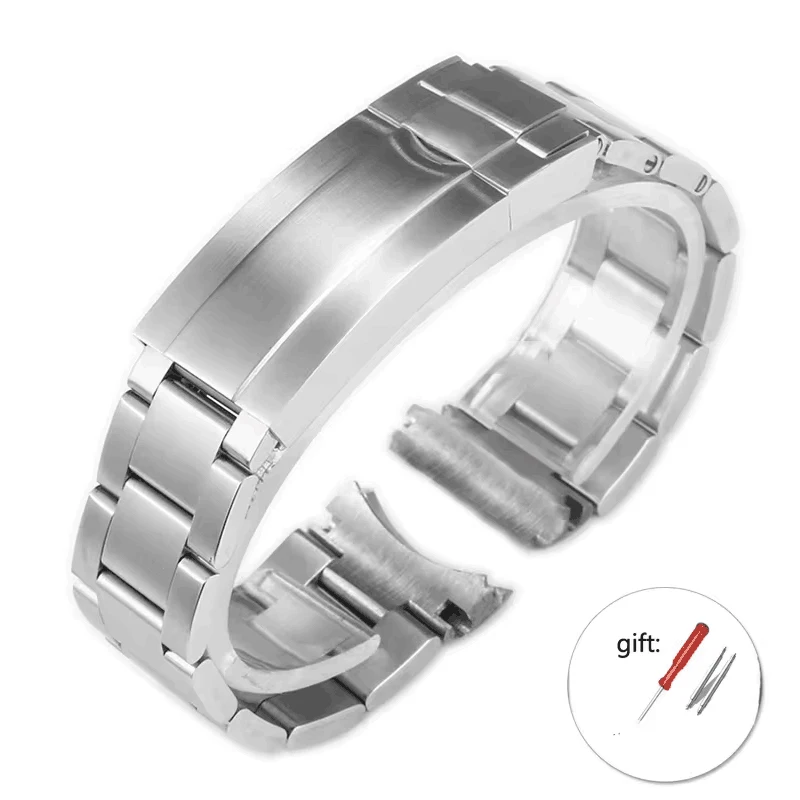 Premium 904L Stainless Steel Oyster Watch Band - Men's Elegant Metal Strap, 20mm/21mm