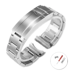 Premium 904L Stainless Steel Oyster Watch Band - Men's Elegant Metal Strap, 20mm/21mm - 21mm (Full Frosted silver)