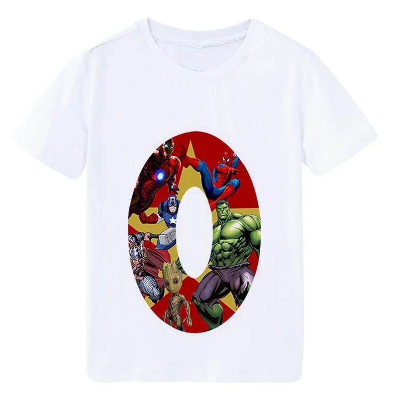 thumbnail image 1 of Camiseta de algodón con dibujos animados para niña, ropa de fiesta de cumpleaños de Disney Marvel, camiseta para niños, número 1, 2, 3, 4, 5, 6, 7, 8 y 9, camiseta de cumpleaños de héroe para niña, 1 of 5