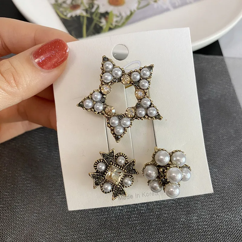 RUIZHEN Women's Crystal Lucky Number 5 Brooch | Rose Gold Simulated Pearls Pin | Alloy Fashion Jewelry
